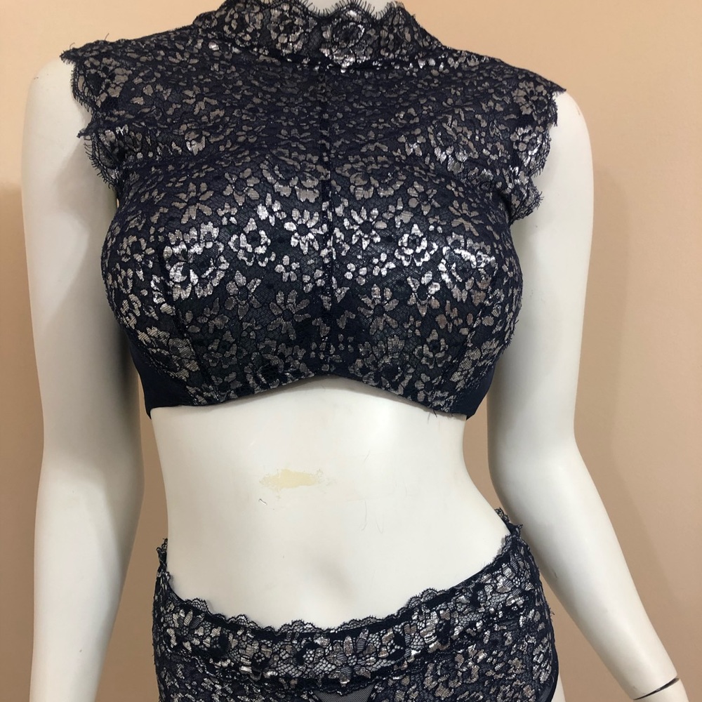 Victoria secret bra & panty set - blue & silver